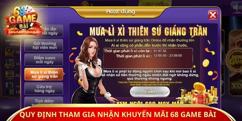 Quy định tham gia nhận khuyến mãi 68 game bài 